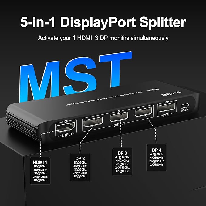 DisplayPort Splitter for 4 Monitors, Three DP - Image 4