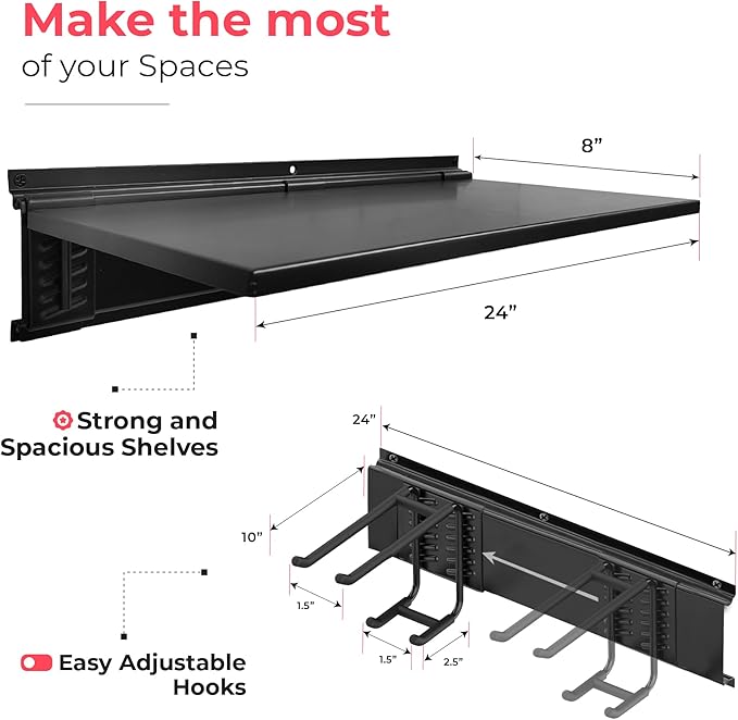 TIDYME Heavy-Duty Garage Wall Storage System | Wall Mounted Tool Organizer Rack - Image 4