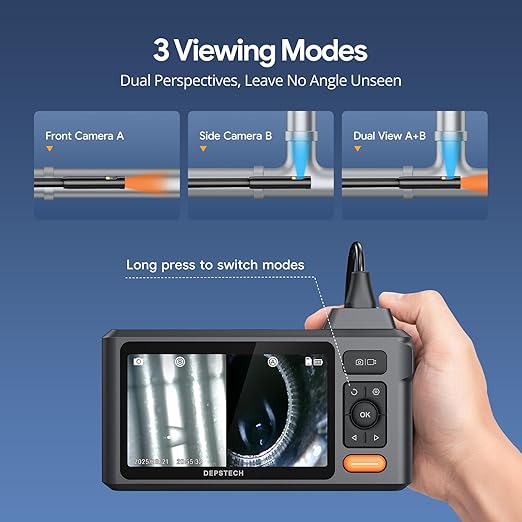 50FT Sewer Inspection Camera, DEPSTECH 1080P Dual Lens Endoscope - Image 2
