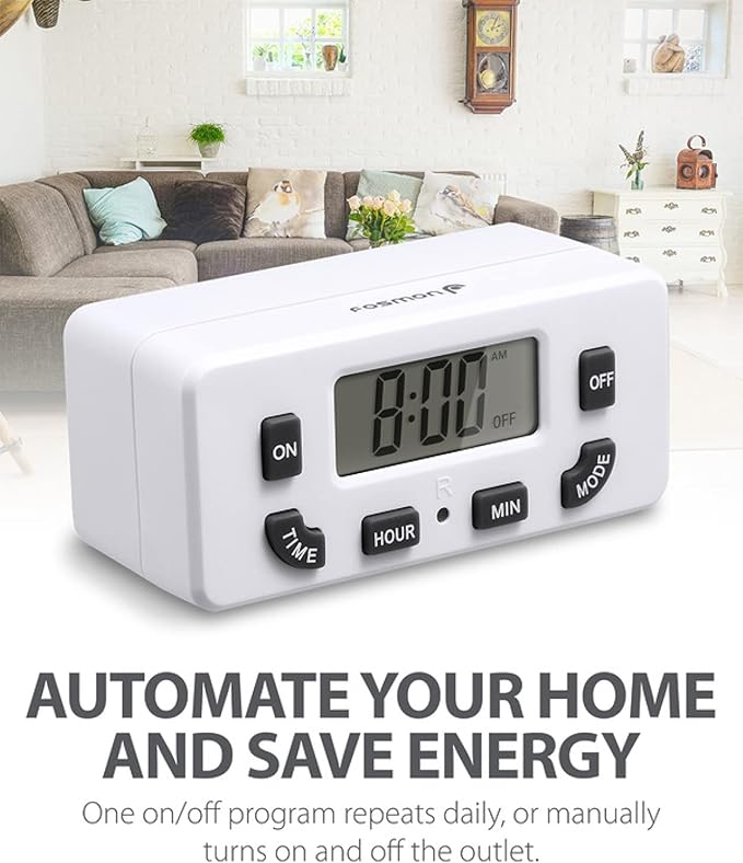 Fosmon Digital Timer for Electrical Outlets, Indoor 24 Hour Light Timer - Image 3