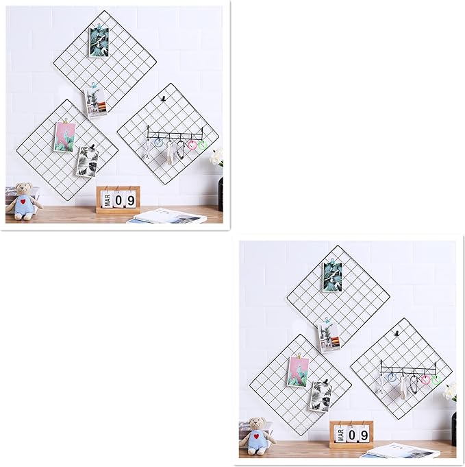 Feadily 6 Pack Metal Grid Panel, 13.8" x 13.8" Black Wire Grid Wall Organizer - Image 6