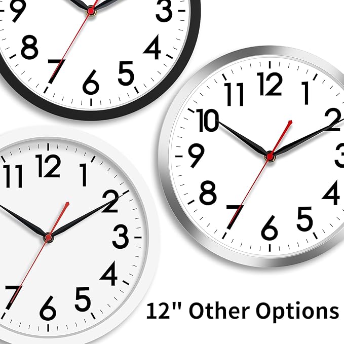 AKCISOT Wall Clock 12 Inch Silent Wall Clocks Battery Operated Non Ticking - Image 4