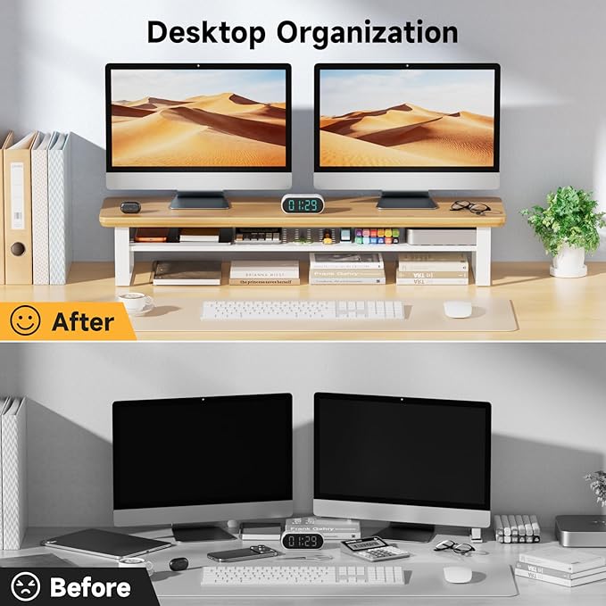 NestNeat Dual Monitor Stand, 35.4 Inch Monitor Stand Riser - Image 3