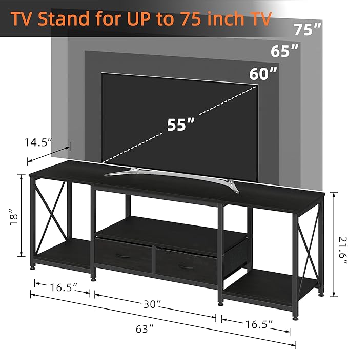 GYIIYUO TV Stand with Fabric Drawers - Image 2
