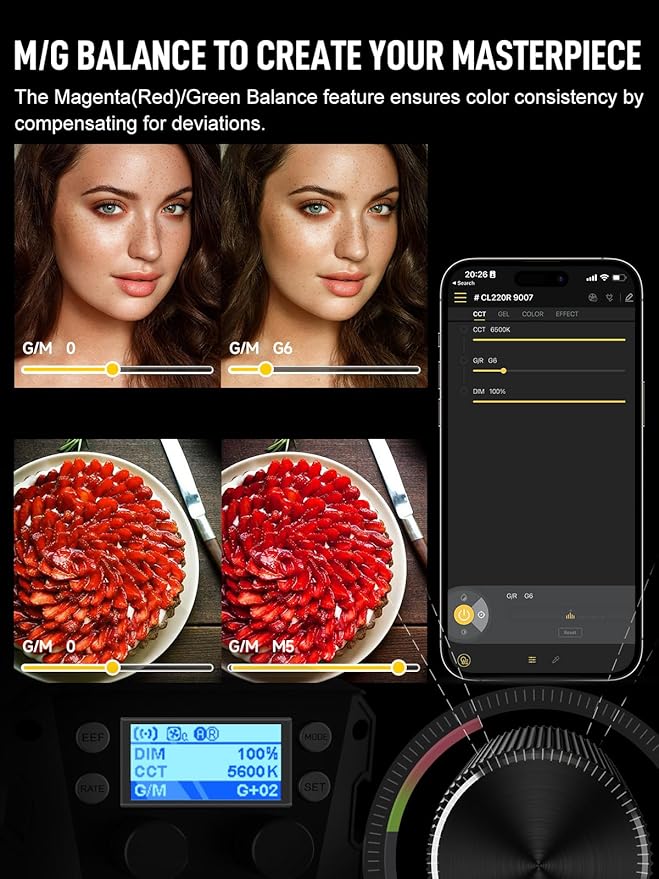 Video Light, COLBOR CL220R RGB 250W Max Continuous Lighting 2700-6500K CRI97+ 31 - Image 4