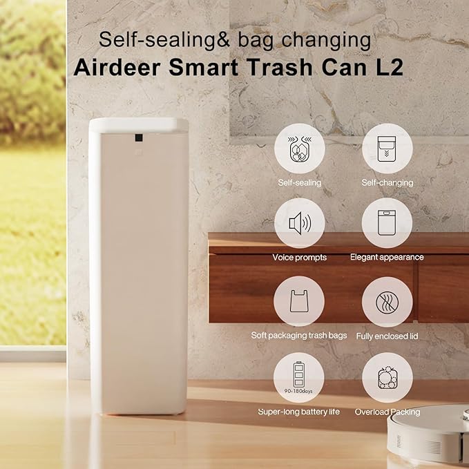 Airdeer L2 Automatic Trash Can, 8 Gallon Self Sealing and Self-Changing Smart - Image 2