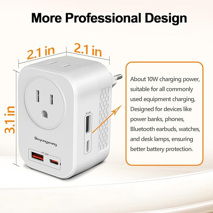 Shayangyoung Voltage Converter US to Europe, 220V to 110V Converter - Image 6