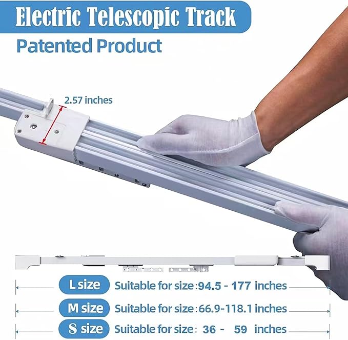 TIPIACE Rechargeable Motorized Curtain tracks to Remote Control Ceiling Mount - Image 7