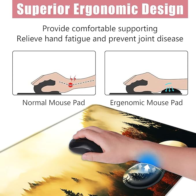 BFUKVOU Large Keyboard Mouse Pad Set, Extended Mouse Pad+Keyboard Wrist Rest - Image 5