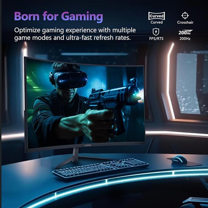 Z-Edge 27 inch Curved Gaming Monitor, FHD 1080P 200Hz 165Hz 144Hz Curved 1500R - Image 4