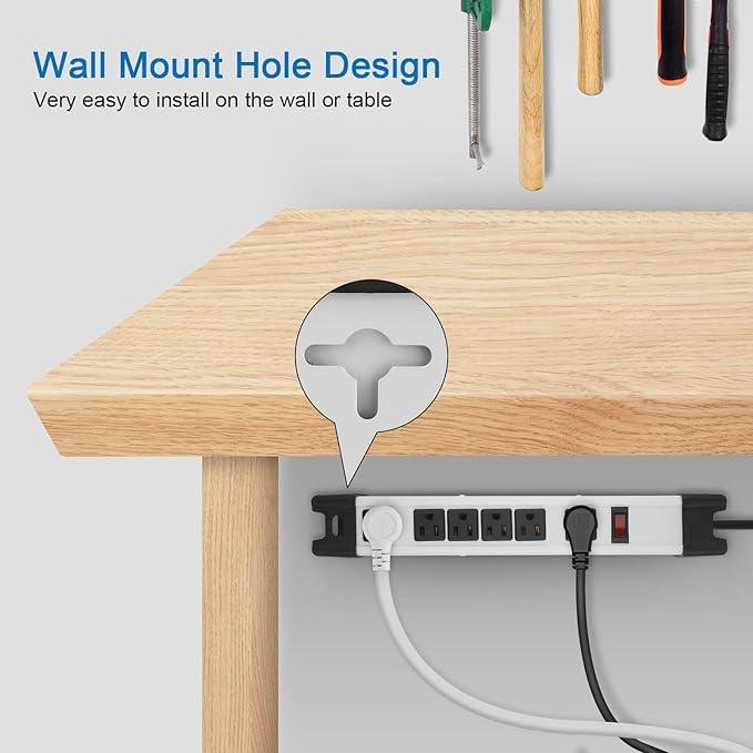 Heavy Duty Surge Protector, 6 Outlet Industrial Power Strip - Image 7