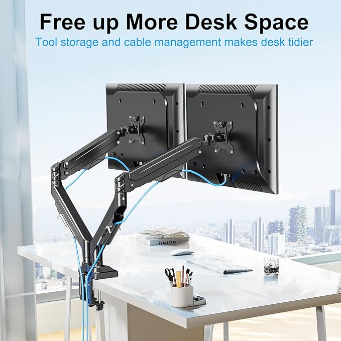 ErgoFocus Dual Monitor Mount for Screens up to 43", Heavy Duty Ultrawide Dual - Image 5