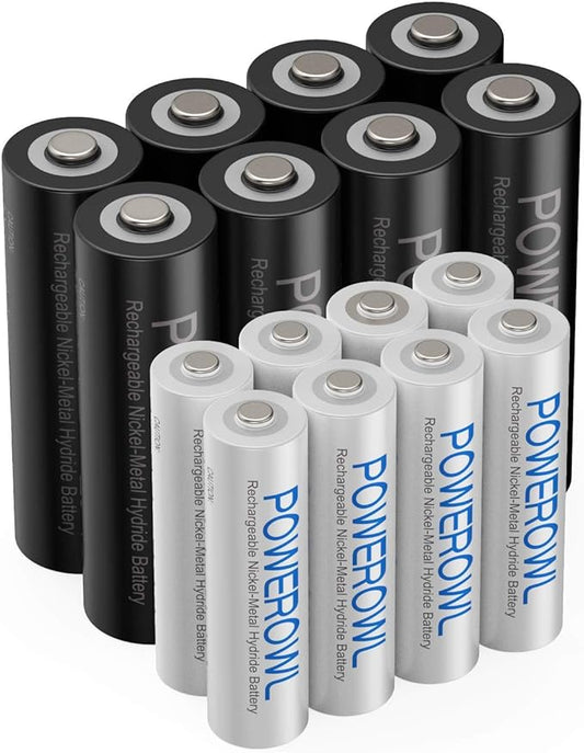 POWEROWL AA AAA Rechargeable Batteries, Pre-Charged High Capacity 2800mAh & by POWEROWL