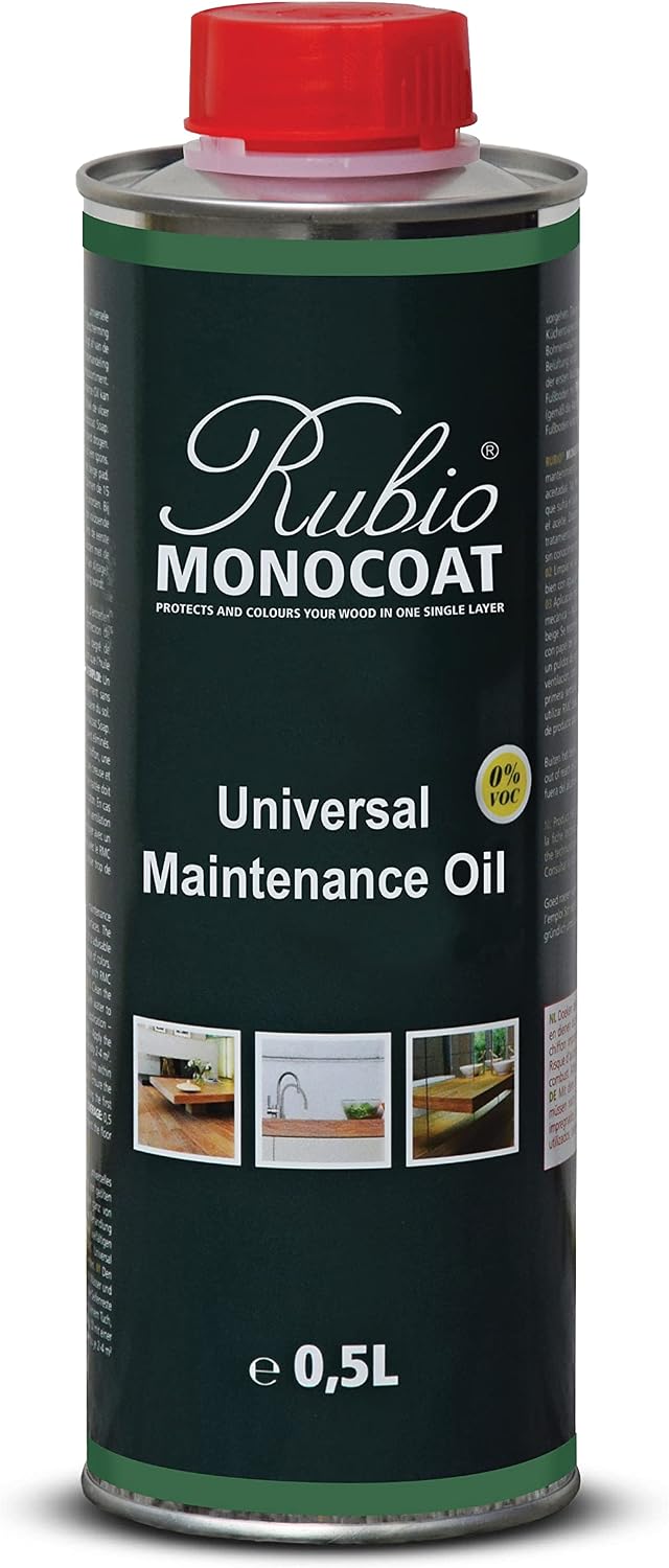 Rubio Monocoat Universal Maintenance Oil, 1,000 ft² - Pure | Satin Sheen Enhancement & Protection for Indoor Wood Floor & Wooden Furniture Surfaces Treated with Oil Plus 2C | 0.5 Liter