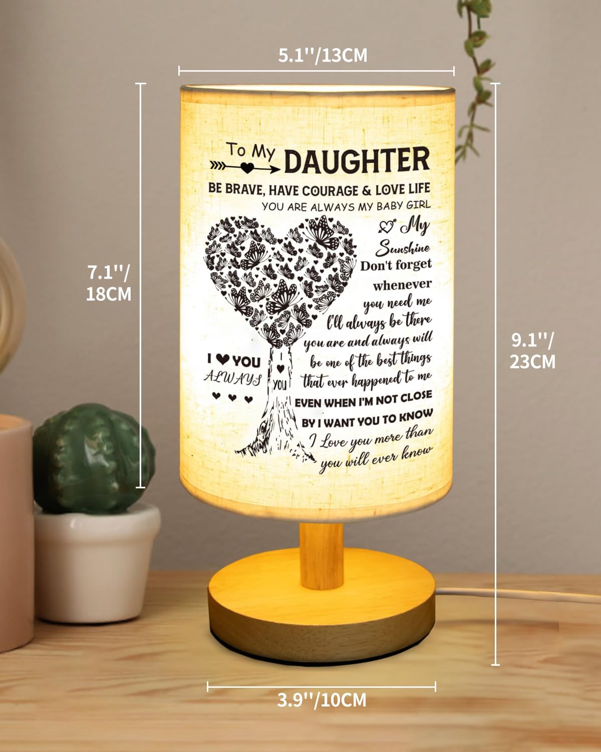 Daughter Gifts from Mom, to Daughter Table Lamp, Daughter Wedding Gifts | Daughter Gifts for Birthday Back to School, Bedside Table Lamp Gifts for Daughter Adult, Mother Daughter Gift
