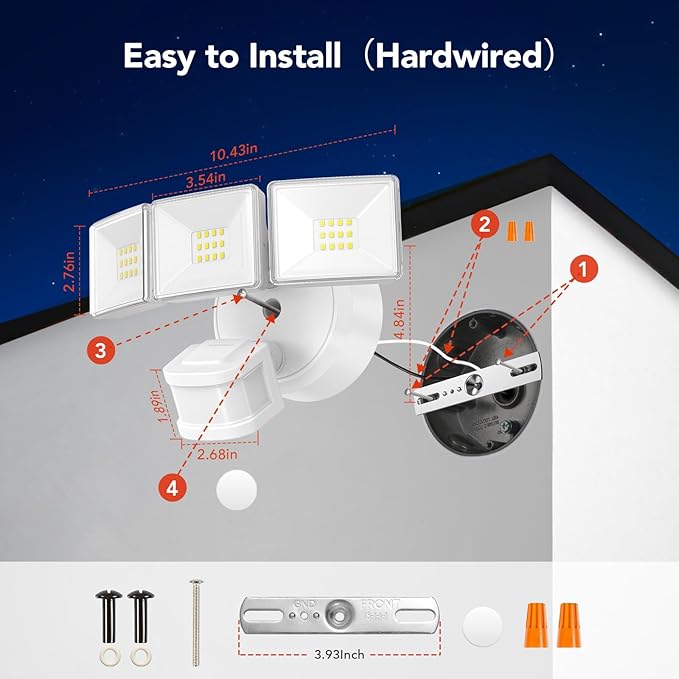 OREiN Motion Sensor Outdoor Flood Lights, 26W 3500LM Bright Security Lights - Image 3