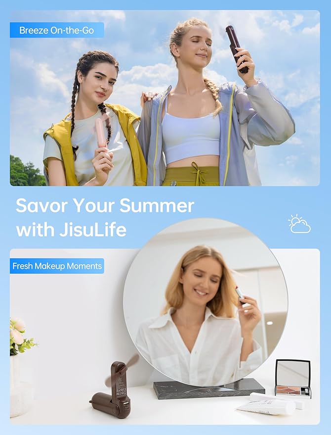 JISULIFE Handheld Mini Fan, 3 IN 1 USB Rechargeable Portable Fan - Image 6