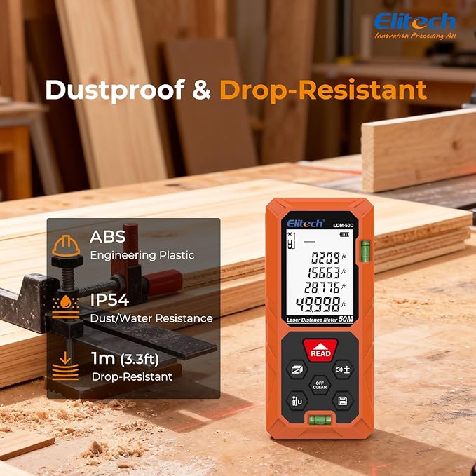 Elitech Laser Measuring Tool 165ft, Digital Laser Tape Measure - Image 10