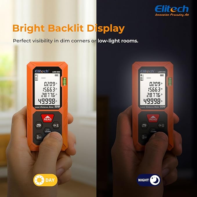 Elitech Laser Measuring Tool 165ft, Digital Laser Tape Measure - Image 11