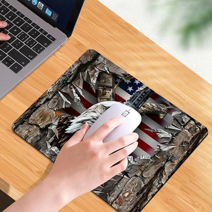 American Flag Eagle rip Oak camo Square Mouse pad, Waterproof, Anti Slip Rubber - Image 7