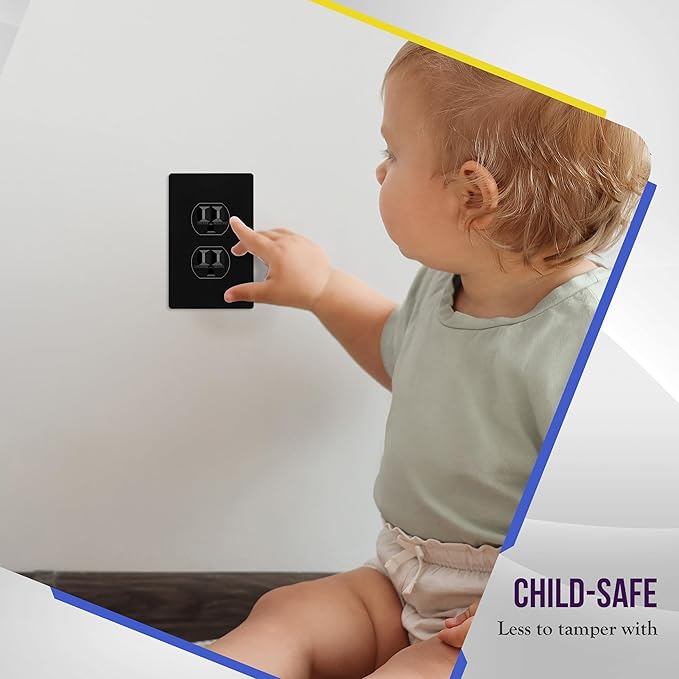 ENERLITES Screwless Duplex Wall Plate, Child Safe Receptacle Outlet Cover - Image 6