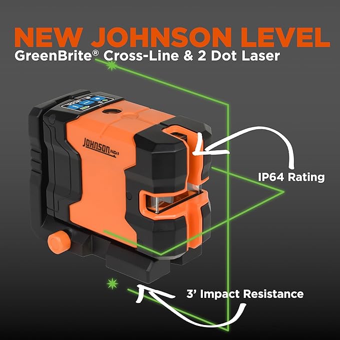 Johnson Level & Tool JLD300-GN2D Laser Level, Self-Leveling Cross-Line & 2 Dot - Image 2