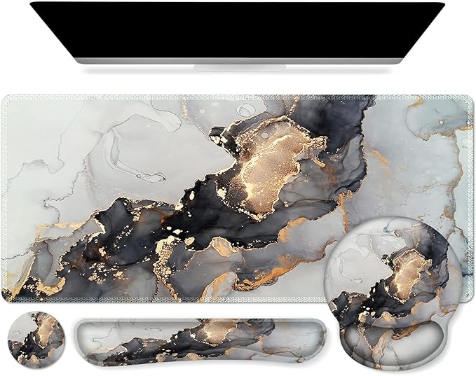 iCasso Desk Mat, Gaming Mouse Pad Wrist Support Set, 4in1 XXL Large Mousepad + by iCasso