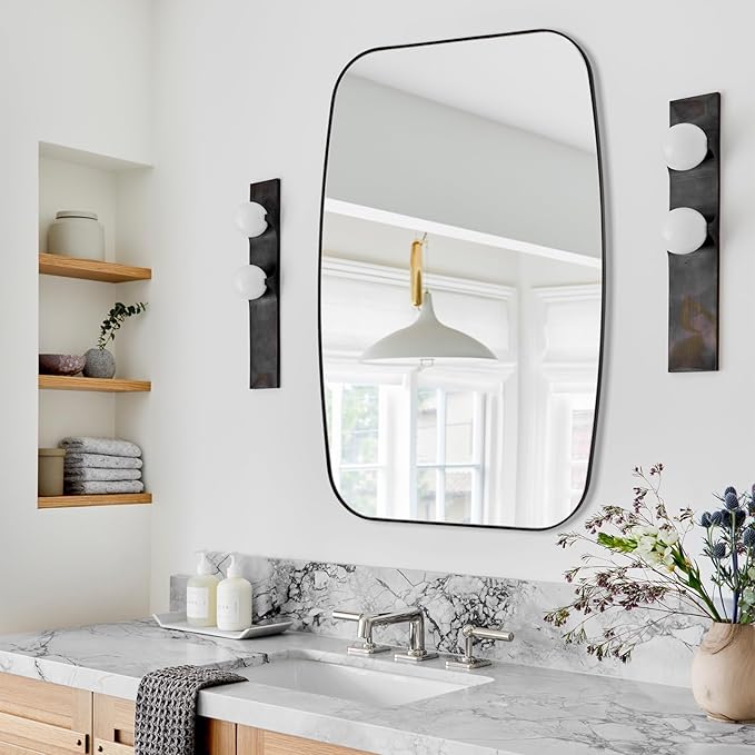 Black Oval Mirror, Oblong Bathrrom Mirror Modern Anti Rust - Image 7