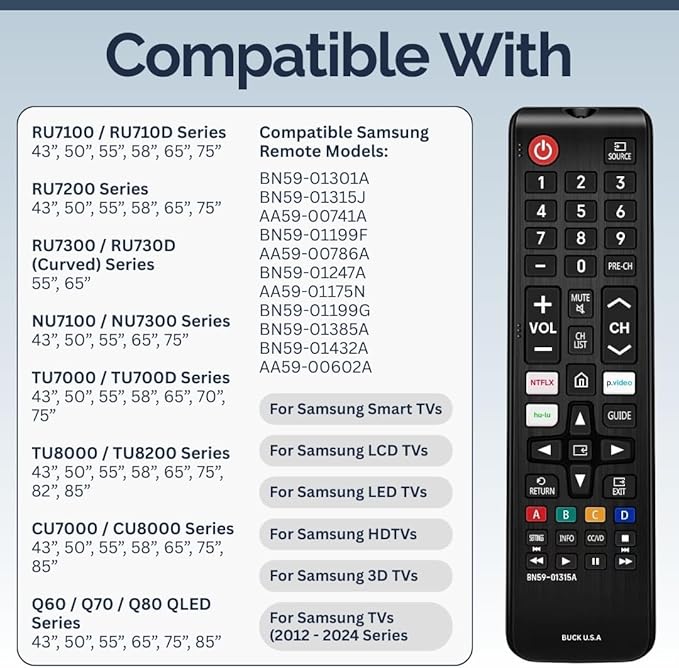 2 Pack BN59-01315A Samsung TV Remote Control Replacement - Image 3