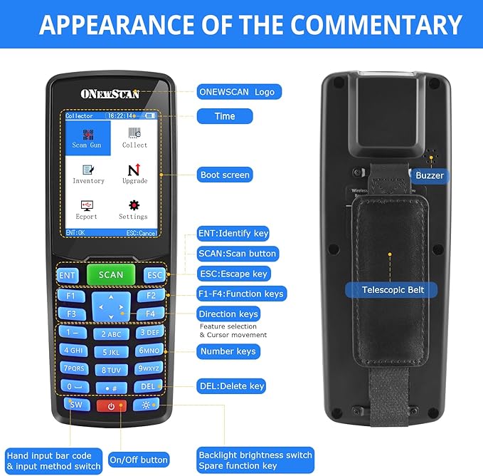 ONEWSCAN Wireless Barcode Scanner, Portable Inventory Scanner 1D&2D&PDF417 - Image 2