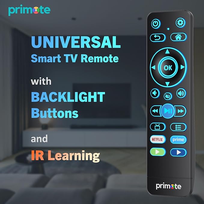 Primote Remote w/Backlit for Fire& Roku Smart-TVs, Including - Image 6