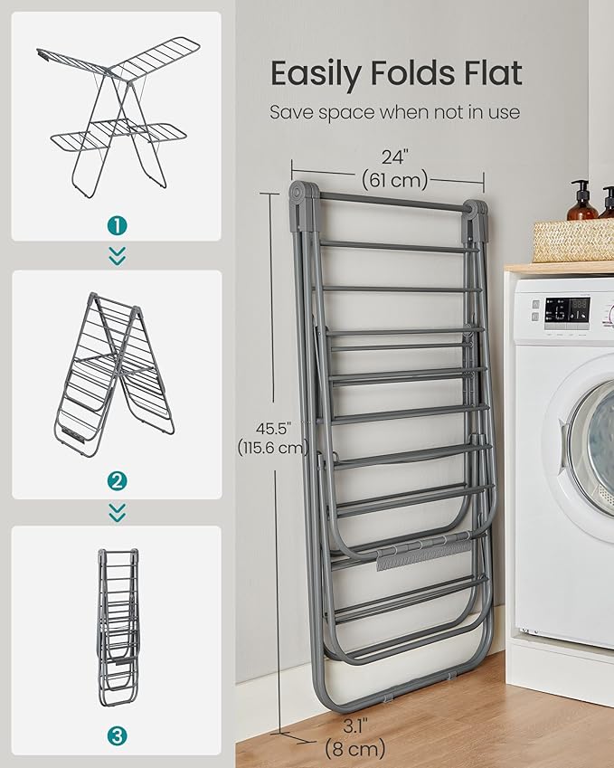 SONGMICS Clothes Drying Rack, Foldable 2-Level Laundry Drying Rack, - Image 6