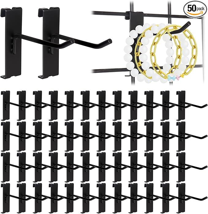 Alffun 50 Pack Grid Wall Hooks, 4 Inch Heavy Duty Wire Grid Display Hooks by ALFFUN