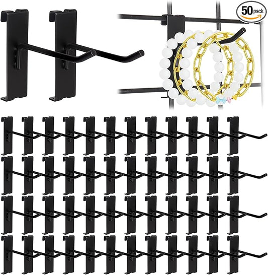 Alffun 50 Pack Grid Wall Hooks, 4 Inch Heavy Duty Wire Grid Display Hooks by ALFFUN