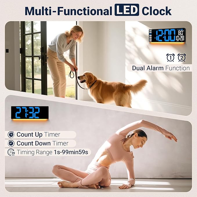 16.5" Large Digital Wall Clock: Wall Mount Decor Clock Large Display - Image 4