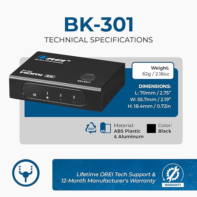 OREI HDMI Switcher with 4K@120Hz 4:4:4 / 8K@60Hz 4:2:0 - Image 5