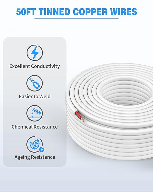 NAOVEO 16 Gauge Wire 2 Conductor Electrical Wire, 16 AWG Stranded PVC Tinned - Image 6