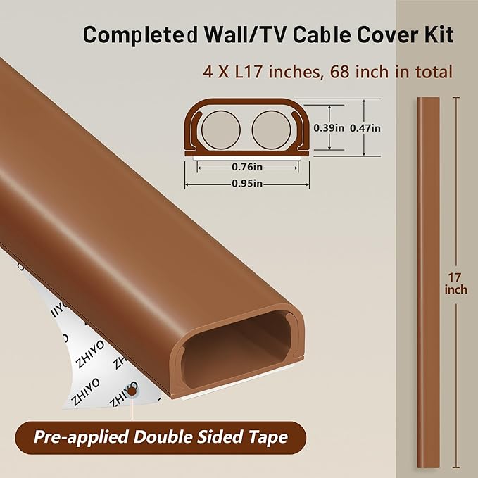 ZhiYo Cable Hider Raceway Kit, 68in Wire Hiders - Image 3