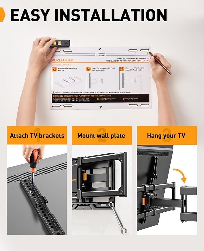 Perlegear Full Motion TV Wall Mount - Image 7