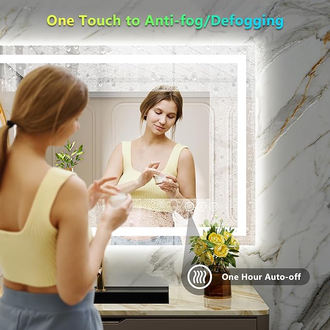 YEELAIT 44x30 Inch RGB LED Bathroom Mirror Front Light and RGB Backlit Lighted - Image 5