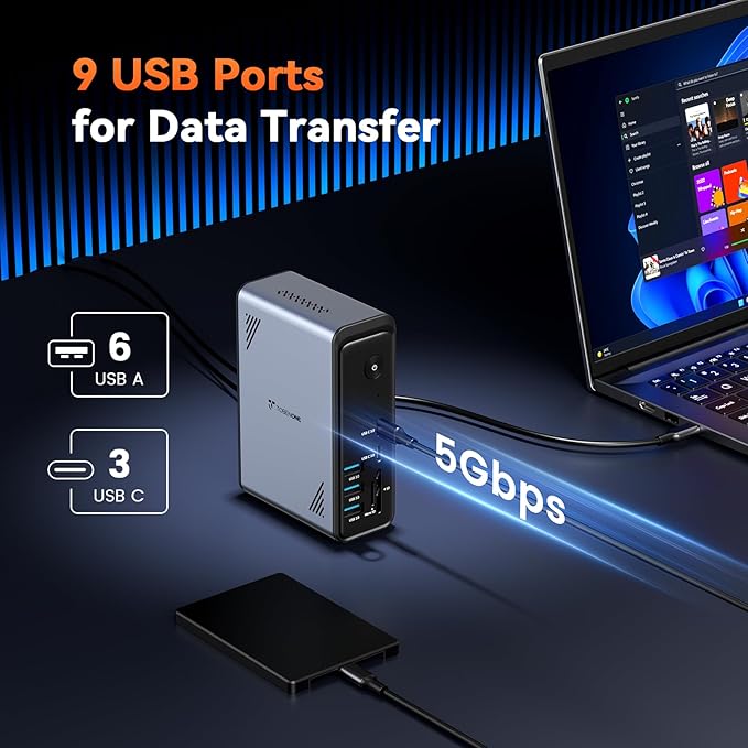TobenONE 18 in 1 Laptop Docking Station 3 Monitors, Triple 4K Display - Image 4
