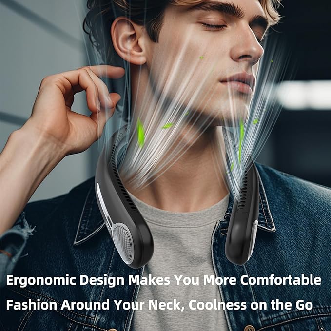 Portable Neck Fan, Hands Free Personal Wearable Bladeless Fan, 6000mAh USB - Image 6