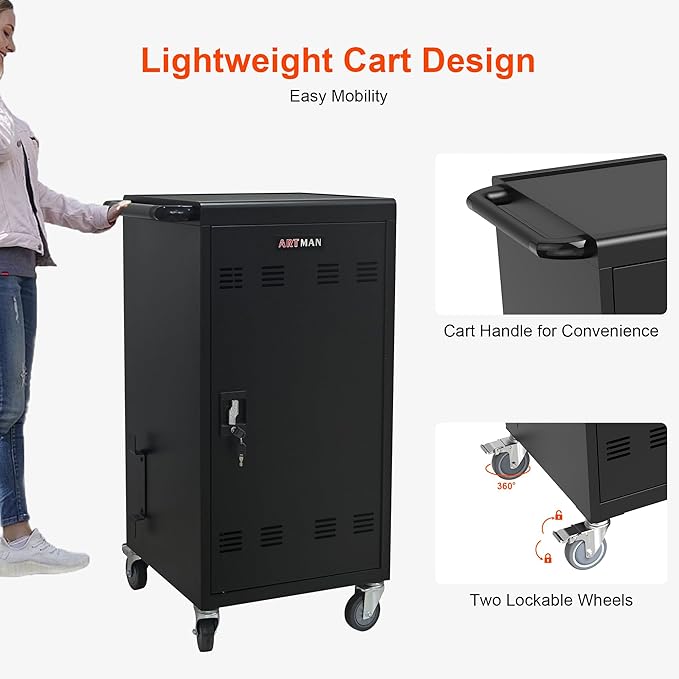 Aokleo Laptop Charging Cart, 45 Devices Tablet Storage Carts - Image 7