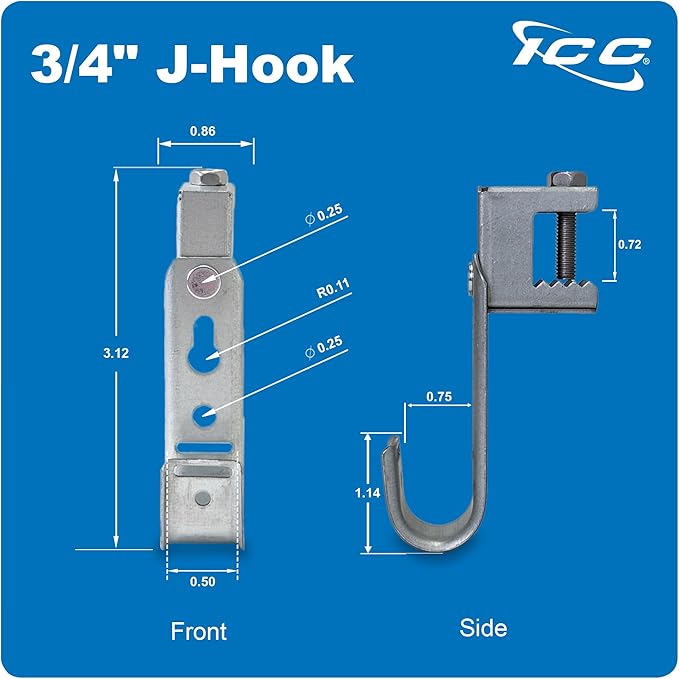 ICC Beam Clamp J Hook 3/4” Without Retainer Clip - Image 8