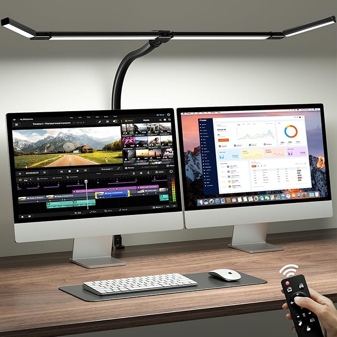 ONEMIX 42" LED Desk Lamp with Clamp, Architect Desk Light with Remote, by DeskLamp