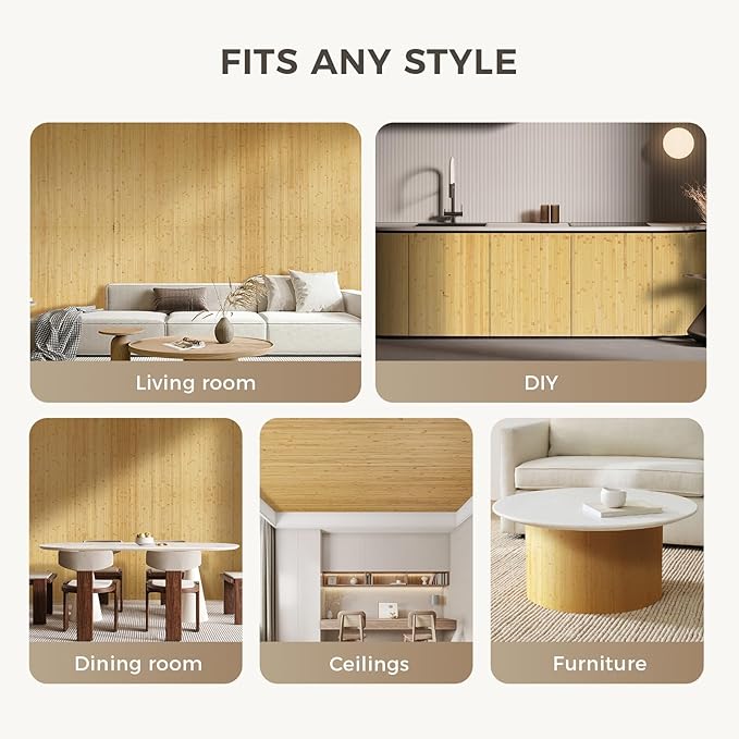 OUZUGIE 1 Pack 96x48 Inch Natural Bamboo Wall Panel – Natural Pole Wrap Paneling - Image 4
