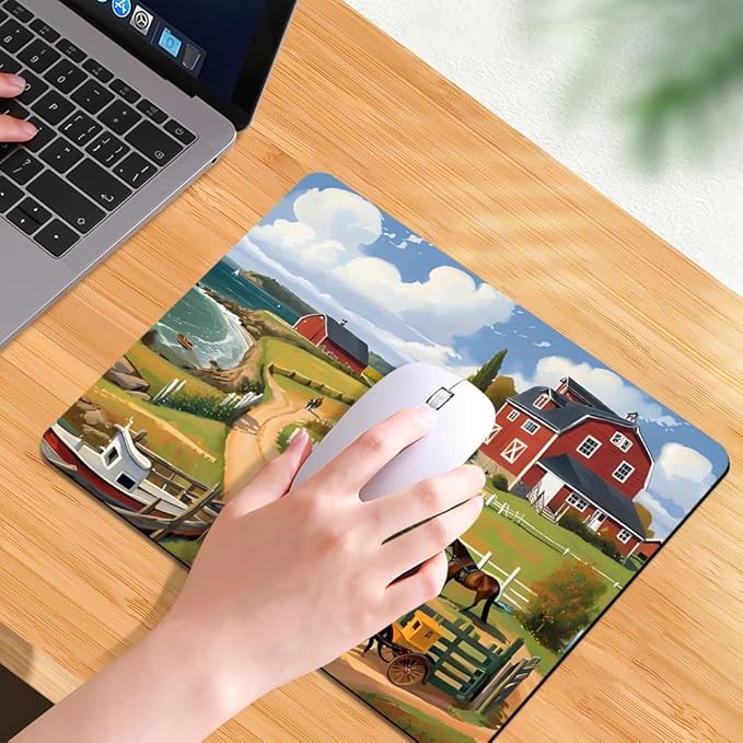 Beach House Square Mouse pad, Waterproof, Anti Slip Rubber Base, Computer Mouse - Image 7