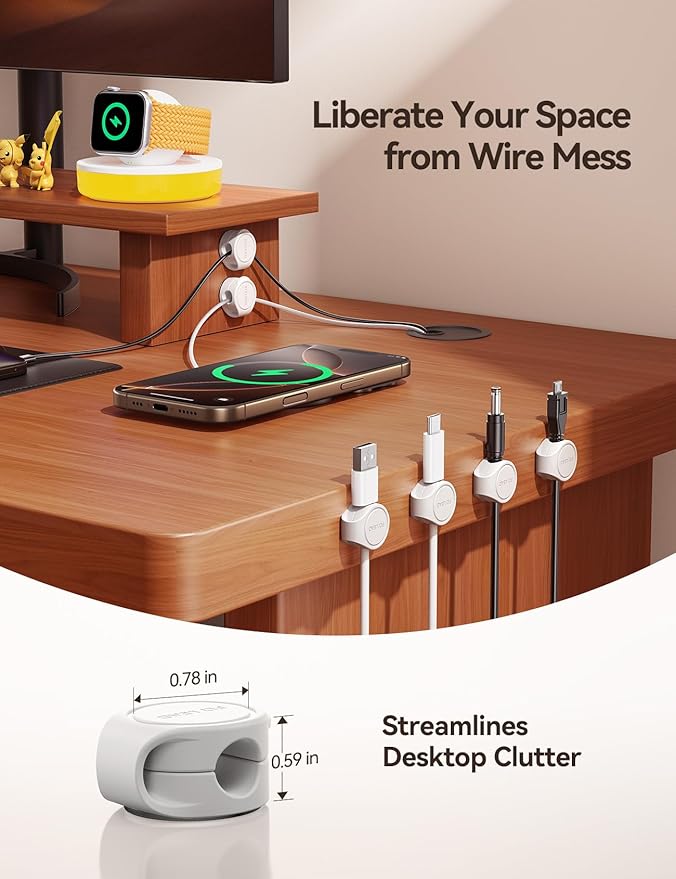 8-Pack Cord Organizer Silicone Magnetic Cable Clips Desk Wire Management - Image 6