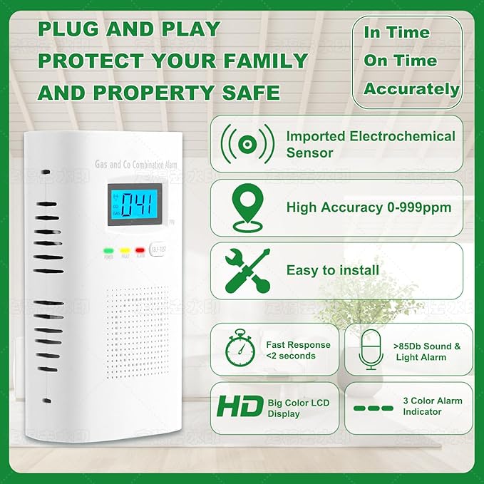 Combination Gas and Carbon Monoxide Detector Plug-in | CO Alarm & Natural Gas - Image 4