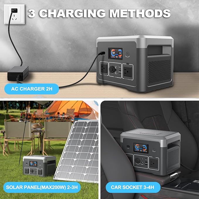 Portable Power Station, 384Wh LiFePO4 Battery Backup, 600W Solar Generator - Image 4